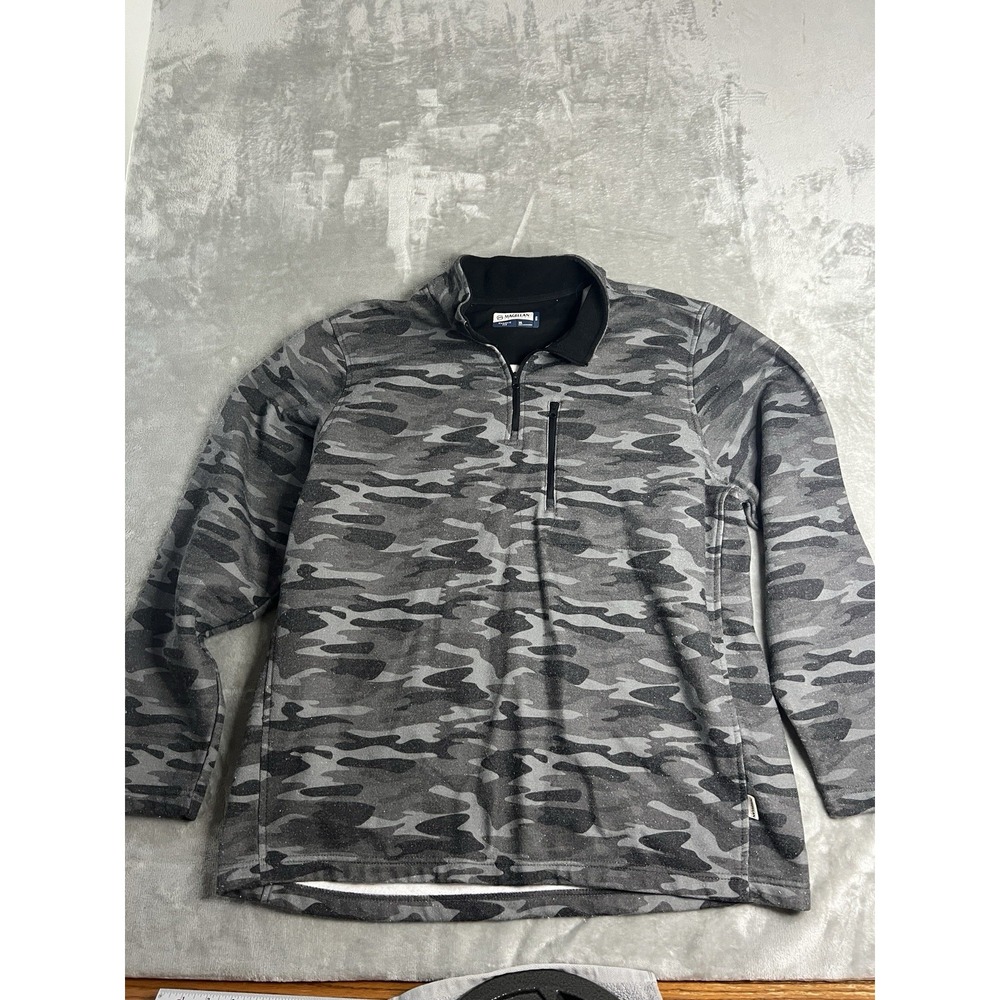 Magellan Mens Jacket  XL Gray Camo Quarter Zip Performance Stretch Shirtpullover